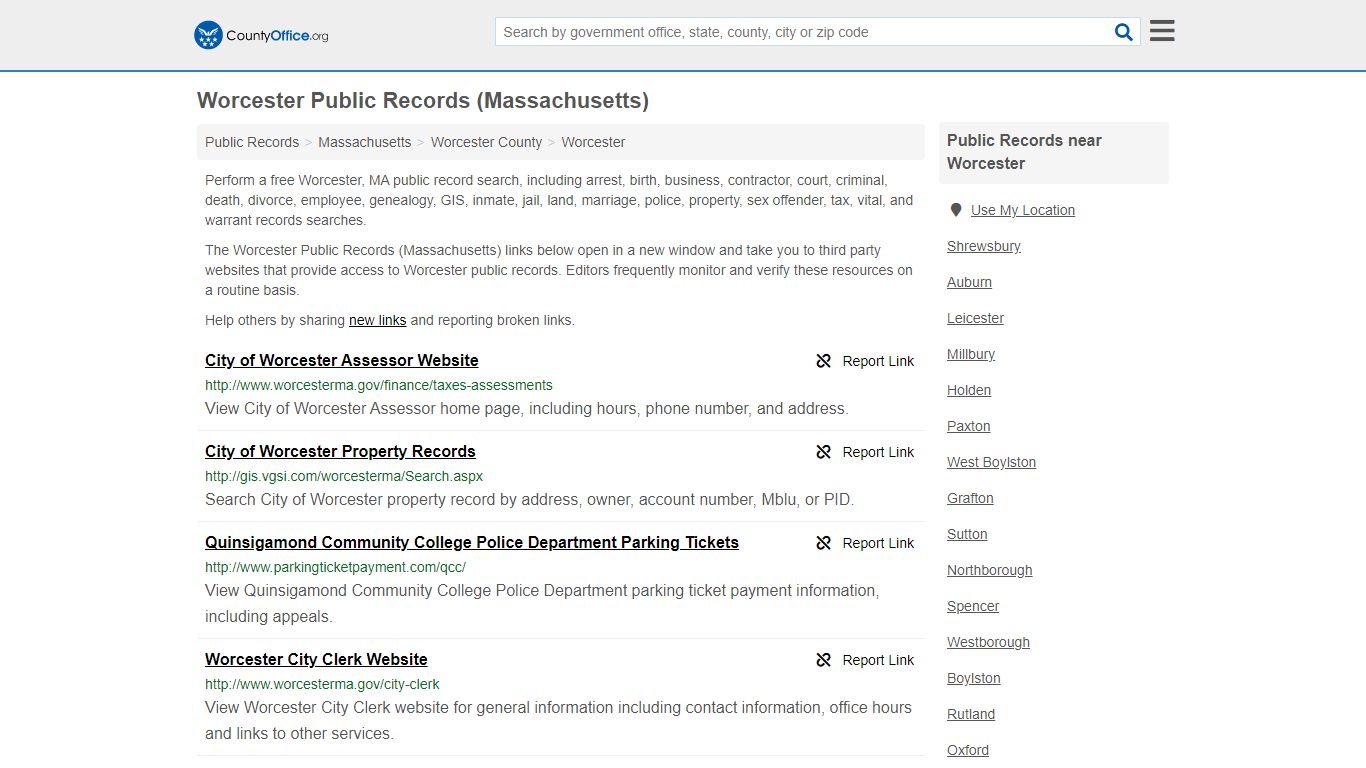 Public Records - Worcester, MA (Business, Criminal, GIS ...